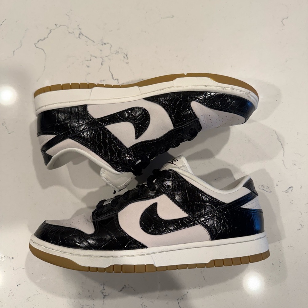 Nike Dunk Low Black and White Croc Sneakers